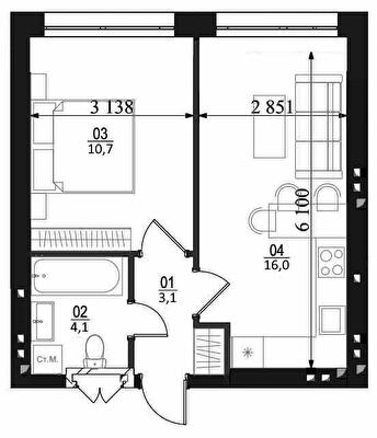 1-кімнатна 33.9 м² в ЖК Білий Шоколад.Center від 26 500 грн/м², с. Білогородка