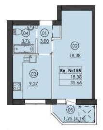1-комнатная 35.66 м² в ЖК Family-2 от 23 750 грн/м², с. Гатное