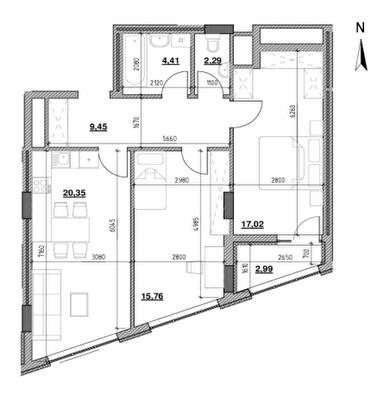 2-комнатная 72.27 м² в ЖК Голоські кручі от 29 000 грн/м², Львов