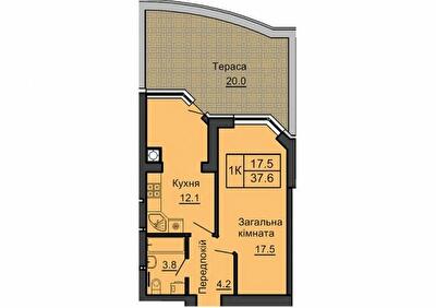 1-комнатная 37.6 м² в ЖК София Сити от 33 000 грн/м², с. Софиевская Борщаговка