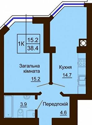 1-комнатная 38.4 м² в ЖК София Сити от 33 000 грн/м², с. Софиевская Борщаговка
