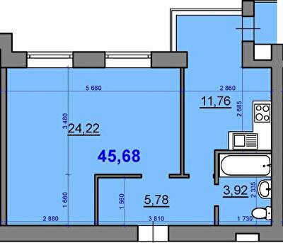 1-кімнатна 45.68 м² в ЖК Затишний квартал від 28 900 грн/м², с. Софіївська Борщагівка