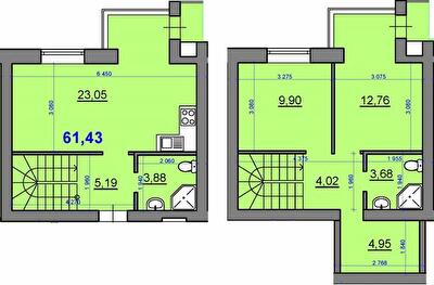 Дворівнева 61.43 м² в ЖК Затишний квартал від 28 900 грн/м², с. Софіївська Борщагівка