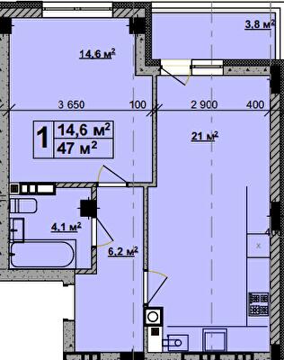 1-комнатная 47 м² в ЖК Vlasna от 22 000 грн/м², с. Ходосовка