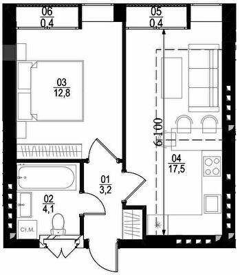 1-кімнатна 38.43 м² в ЖК City Lake від 24 500 грн/м², с. Шевченкове