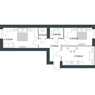 2-кімнатна 61.16 м² в ЖК Idilika від 21 850 грн/м², м. Буча