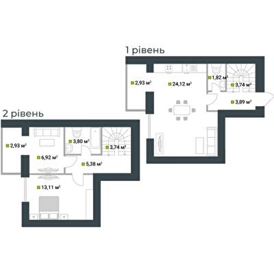 Дворівнева 72.36 м² в ЖК Idilika від 21 850 грн/м², м. Буча