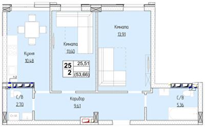 2-кімнатна 54 м² в ЖК Гостомель Сіті від 21 000 грн/м², смт Гостомель