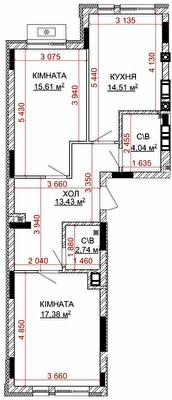 2-кімнатна 67.71 м² в ЖК Найкращий квартал-2 від 23 400 грн/м², смт Гостомель
