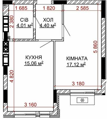 1-кімнатна 40.59 м² в ЖК Найкращий квартал-2 від 26 200 грн/м², смт Гостомель