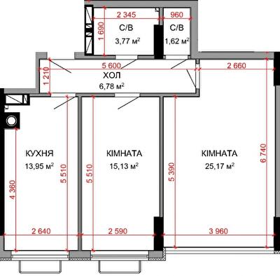 2-кімнатна 66.42 м² в ЖК Royal Park від 26 800 грн/м², м. Ірпінь