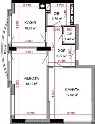 2-кімнатна 58.83 м² в ЖК Royal Park від 26 800 грн/м², м. Ірпінь