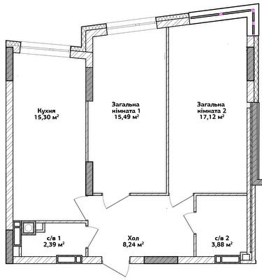 2-комнатная 64.9 м² в ЖК Синергия 3+ от 22 500 грн/м², г. Ирпень