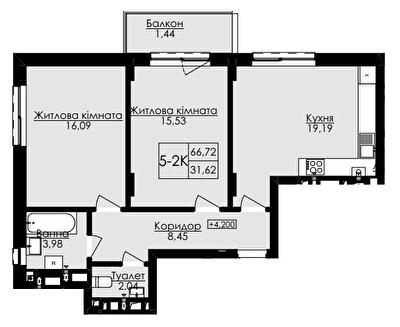 2-кімнатна 66.72 м² в ЖК AUROOM SPARK від 22 850 грн/м², Львів
