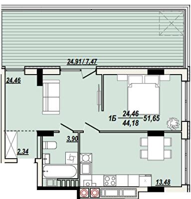 1-кімнатна 51.65 м² в ЖК Сонячна Тераса від 17 000 грн/м², Тернопіль