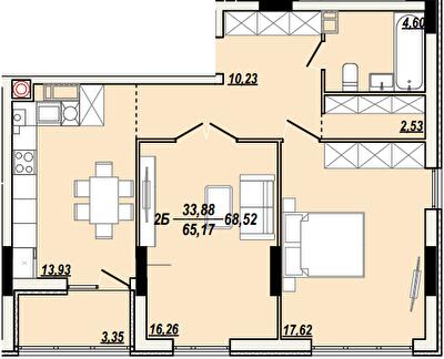 2-кімнатна 68.52 м² в ЖК Сонячна Тераса від 17 000 грн/м², Тернопіль