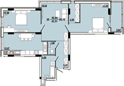 3-кімнатна 89.15 м² в ЖК Сонячна Тераса від 17 000 грн/м², Тернопіль