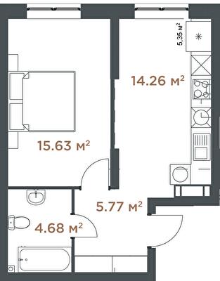 1-кімнатна 40.34 м² в ЖК Central Hills від 39 548 грн/м², Київ