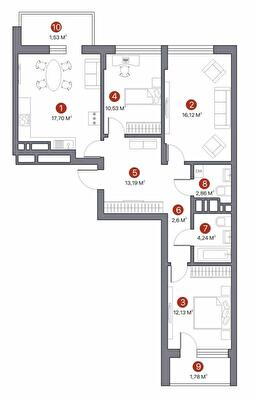 3-комнатная 82.68 м² в ЖК 7 KVARTAL от 26 500 грн/м², Киев