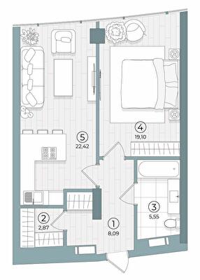 1-комнатная 58.11 м² в ЖК Delrey от 48 000 грн/м², Киев