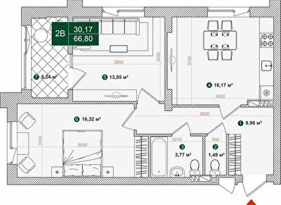 2-кімнатна 66.8 м² в ЖК Forest Park від 30 000 грн/м², Київ