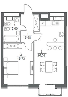 1-кімнатна 52.5 м² в ЖК Greenville Park від 52 250 грн/м², Київ