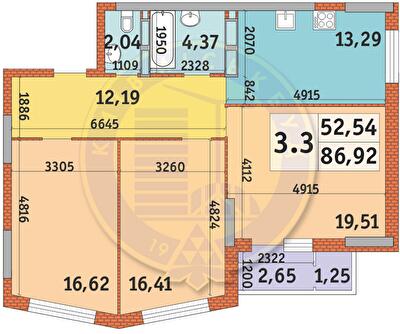 3-комнатная 86.92 м² в ЖК LAKE HOUSE от 34 900 грн/м², Киев