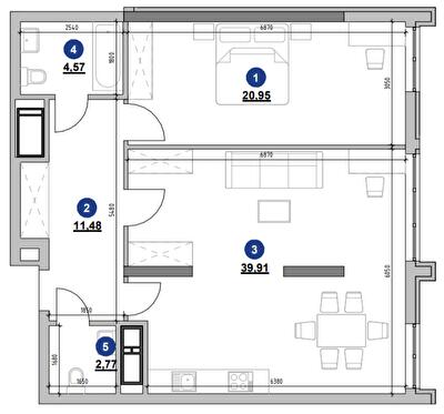 1-кімнатна 79.68 м² в ЖК Nordica Residence від 59 618 грн/м², Київ