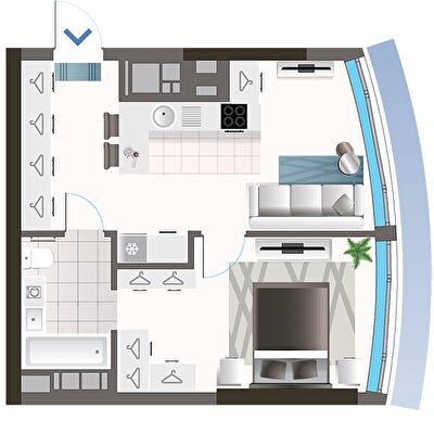 1-комнатная 44.58 м² в ЖК Oasis от 44 000 грн/м², Киев