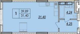 1-кімнатна 39.89 м² в ЖК Olympic Park від 27 500 грн/м², Київ
