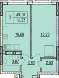 1-кімнатна 43.15 м² в ЖК Olympic Park від 27 500 грн/м², Київ