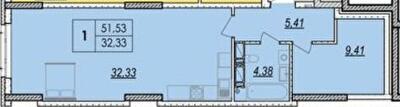 1-кімнатна 51.53 м² в ЖК Olympic Park від 27 500 грн/м², Київ