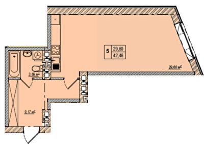 1-комнатная 42.46 м² в ЖК Wood Park от 19 700 грн/м², Киев