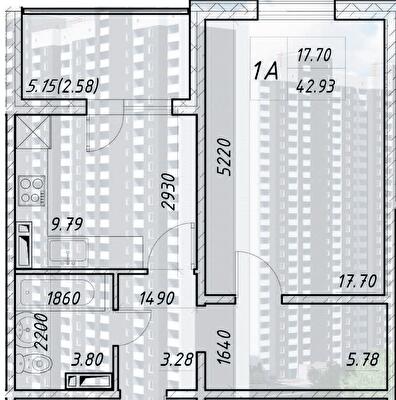1-кімнатна 42.93 м² в ЖК Деснянський від 22 000 грн/м², Київ