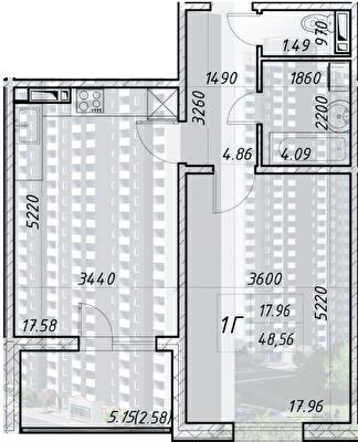 1-кімнатна 48.24 м² в ЖК Деснянський від 22 000 грн/м², Київ