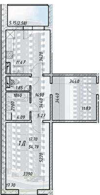 1-кімнатна 54.79 м² в ЖК Деснянський від 22 000 грн/м², Київ
