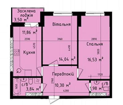 2-комнатная 62.05 м² в ЖК Днепровский от 31 500 грн/м², Киев