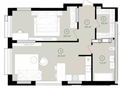 1-комнатная 58.8 м² в ЖК Дом на Вавиловых от 38 100 грн/м², Киев