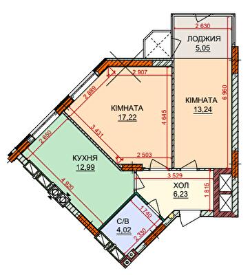 2-комнатная 58.75 м² в ЖК Лесная сказка 2 от 32 300 грн/м², Киев