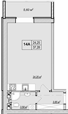 1-кімнатна 37.28 м² в ЖК Метро парк від 29 900 грн/м², Київ