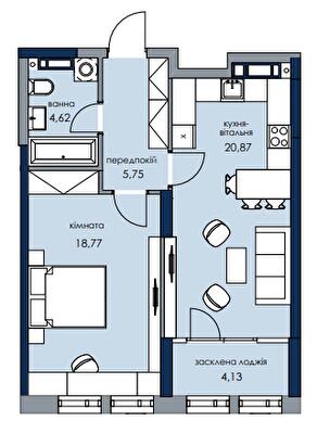 1-комнатная 54.14 м² в ЖК Новый Автограф от 49 200 грн/м², Киев