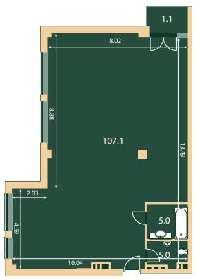 Свободная планировка 118.2 м² в КД Hidden от 125 400 грн/м², Киев