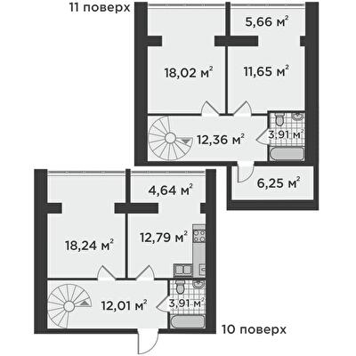 Двухуровневая 109.44 м² в ЖК Millennium State от 22 700 грн/м², г. Буча