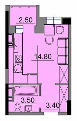 1-кімнатна 22.95 м² в Апарт-комплекс Times від 22 000 грн/м², Одеса