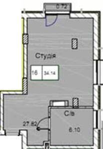 Студія 34.18 м² в ЖК Love від 17 100 грн/м², Одеса