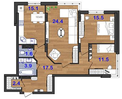 3-комнатная 91 м² в ЖК SunCity от 21 000 грн/м², Одесса