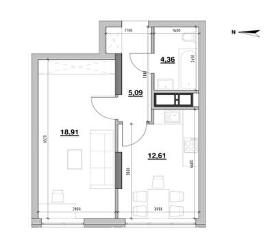 1-кімнатна 40.97 м² в ЖК Nordica Residence від 65 531 грн/м², Київ