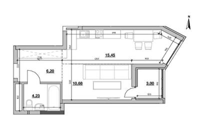 1-кімнатна 39.56 м² в ЖК Nordica Residence від 61 656 грн/м², Київ