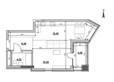 1-кімнатна 45.76 м² в ЖК Nordica Residence від 60 990 грн/м², Київ