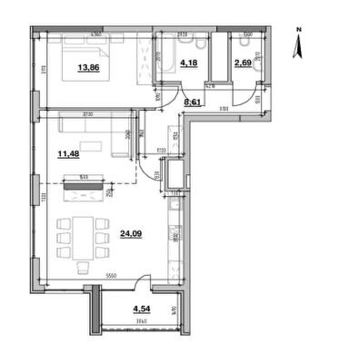 1-кімнатна 69.45 м² в ЖК Nordica Residence від 45 359 грн/м², Київ